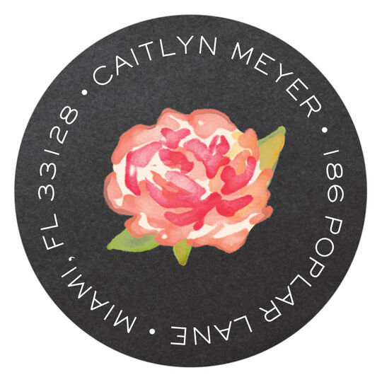 Chalkboard Blossom Round Address Labels